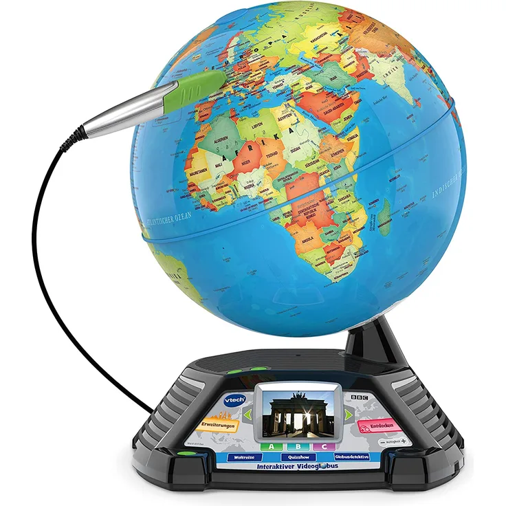 VTech Interaktiver Videoglobus – Weltkugel mit Bildschirm, akustischen und visuellen Lerninhalten (deutsche Version) – Ideal für die Einschulung – Für Kinder ab 7 Jahren