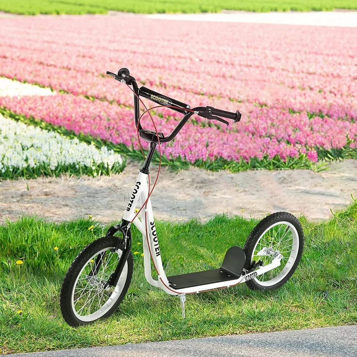 Kinderscooter mit Handbremse (Farbe: weiß) – Bild 2