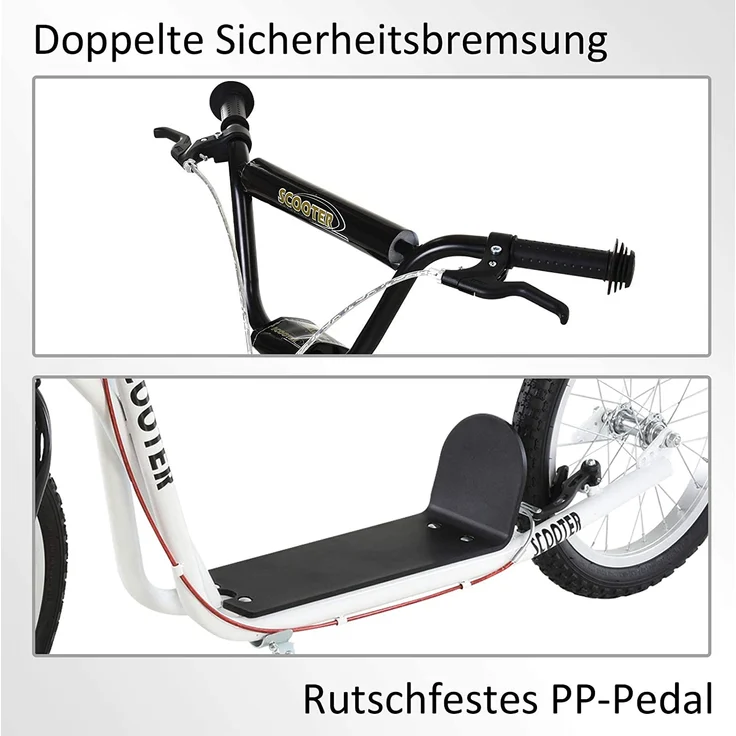 Kinderscooter mit Handbremse (Farbe: weiß) – Bild 4