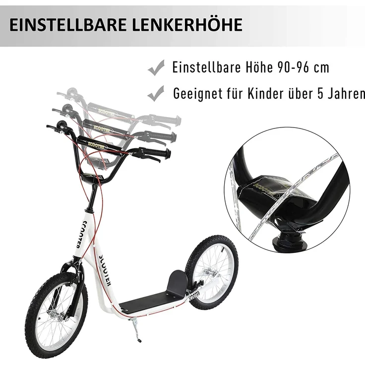 Kinderscooter mit Handbremse (Farbe: weiß) – Bild 5