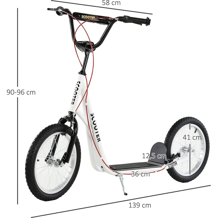 Kinderscooter mit Handbremse (Farbe: weiß) – Bild 3
