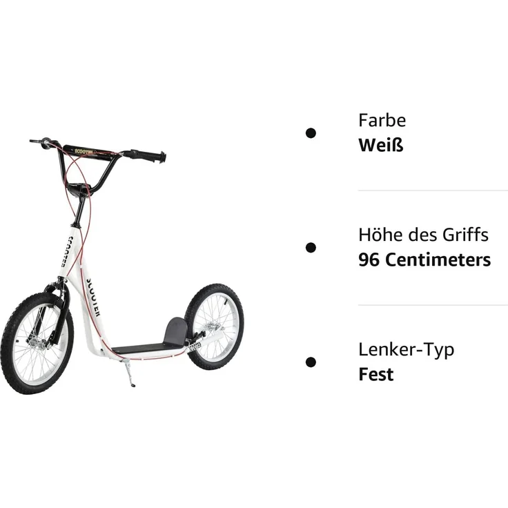 Kinderscooter mit Handbremse (Farbe: weiß) – Bild 9