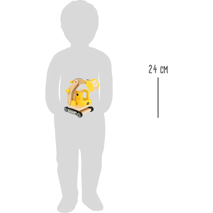 Small Foot 12010 Schaufelbagger aus Holz, FSC 100%-Zertifiziert, beweglicher Baggerarm, 360 Grad drehbar, für die heimische Baustelle Spielzeug, Mehrfarbig – Bild 4