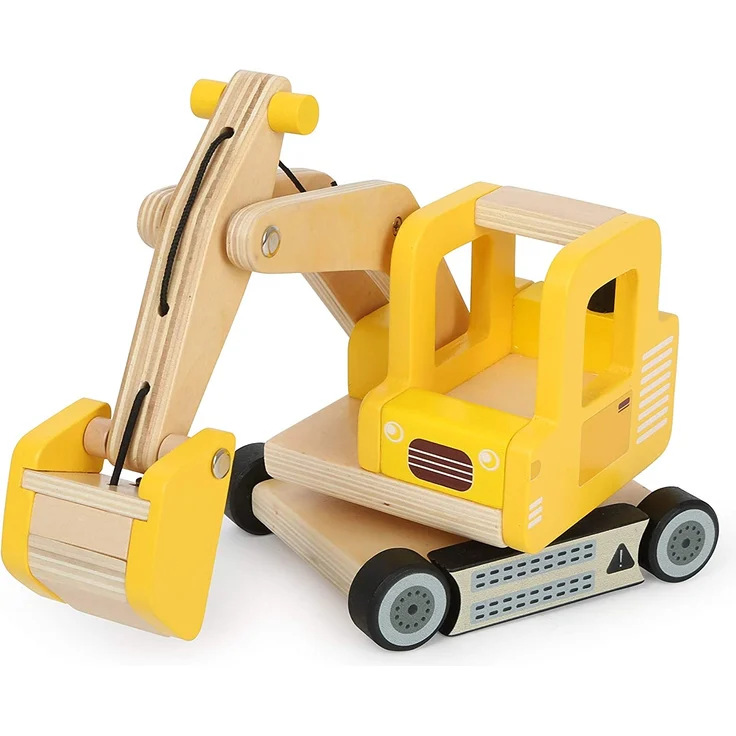 Small Foot 12010 Schaufelbagger aus Holz, FSC 100%-Zertifiziert, beweglicher Baggerarm, 360 Grad drehbar, für die heimische Baustelle Spielzeug, Mehrfarbig – Bild 2