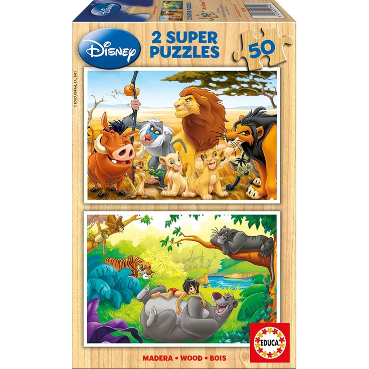 Educa 13144 - Holzpuzzle - Disney Animal Friends, 2 x 50-Teilig