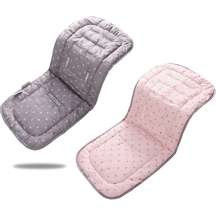 Baby Sitzauflage für Kinderwagen, 32x78 cm Baby Sitzeinlage aus 100% Baumwolle Weiche und Reversible Autositz Kinderwagenauflage für Babyschale Buggy(Pulvergraues Kreuz)