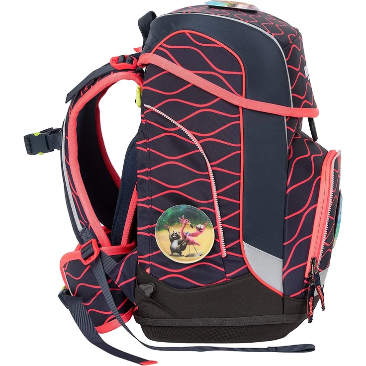Ergobag Cubo 'WellenreitBär' Schulranzen-Set, 19 Liter, 5-teiliges Set, blau/orange/rot – Bild 4
