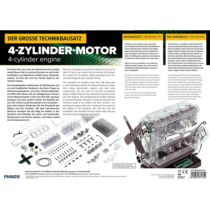Franzis 4-Zylinder-Motor - Der große Technikbausatz, Maßstab ca. 1:3 – Bild 2