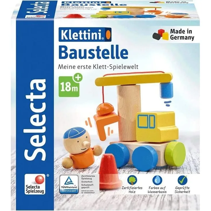 Selecta 62075 Klettini, Baustelle, Klett-Stapelspielzeug, 8 Teile, bunt