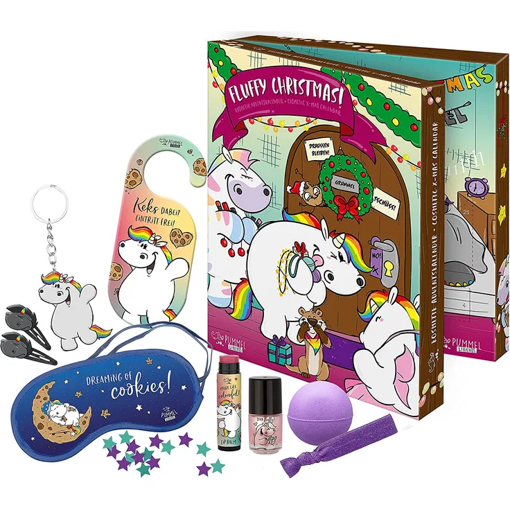 Pummel & Friends - Adventskalender 2021 für Kinder, mit Beauty-Überraschungen, Haar-Accessoires und Zubehör, Deko-Box zum Aufstellen, besondere Geschenk-Idee für Mädchen und Einhorn-Fans