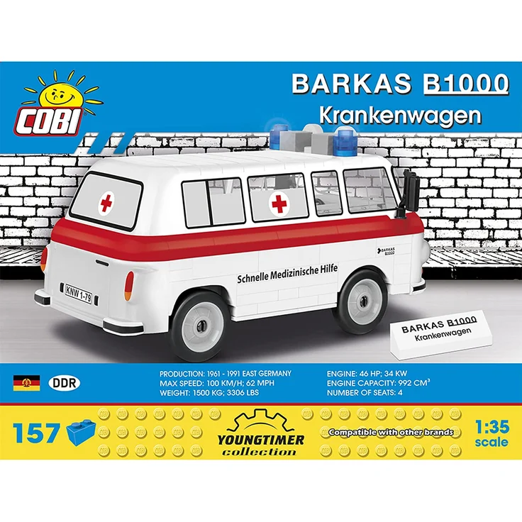 COBI 24595 Youngtimer BARKAS B1000 Krankenwagen 157 blocks – Bild 7