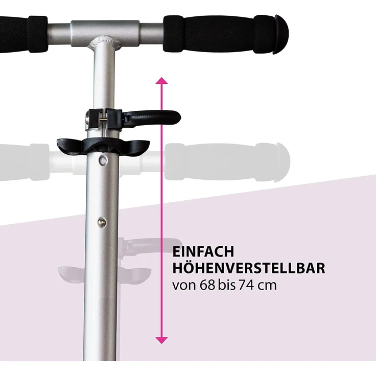 HUDORA 14201 'Little BigWheel' Scooter, ab 3 Jahren, höhenverstellbar bis 74 cm, klappbar, max. belastbar bis 100 kg, magenta – Bild 5