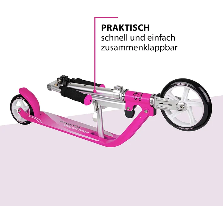 HUDORA 14201 'Little BigWheel' Scooter, ab 3 Jahren, höhenverstellbar bis 74 cm, klappbar, max. belastbar bis 100 kg, magenta – Bild 6