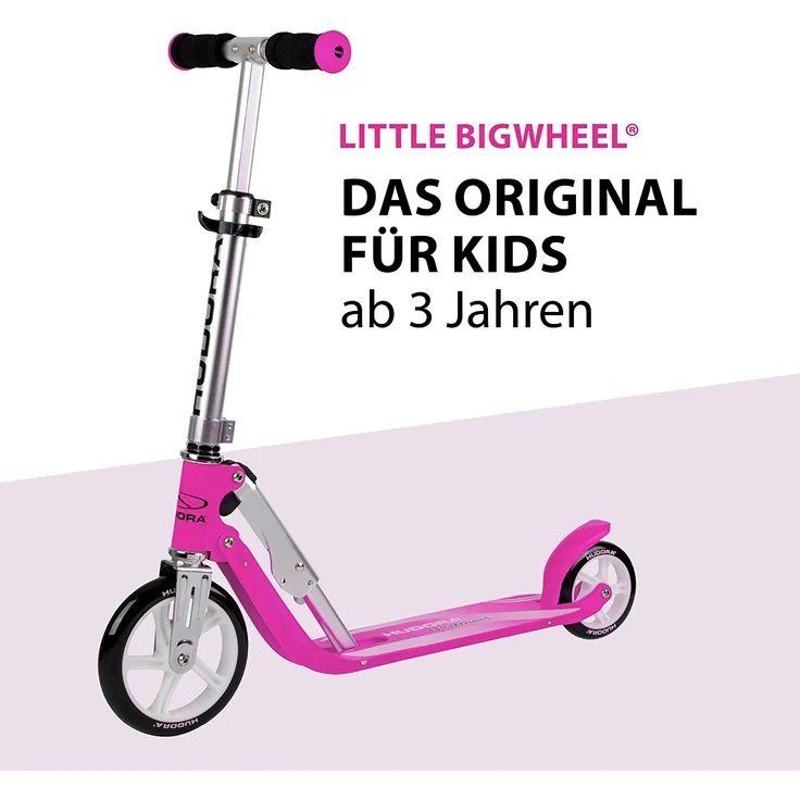 HUDORA 14201 'Little BigWheel' Scooter, ab 3 Jahren, höhenverstellbar bis 74 cm, klappbar, max. belastbar bis 100 kg, magenta – Bild 2