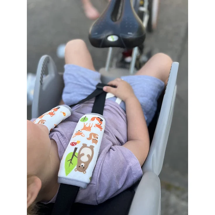 2x HECKBO Baby Kinderwagen Trageschale Gurtschutz mit Waldtieren - Sicherheitsgurt Schulterpolster Schulterkissen Gurtschoner Autositze Gurtpolster für Kinder, Jungen, Jungs, Mädchen, Babys – Bild 5