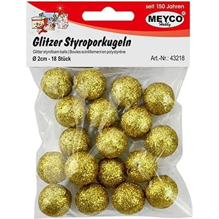 Glitzer-Styroporkugeln 2 cm -gold- 18 Stck. SB-Tüte