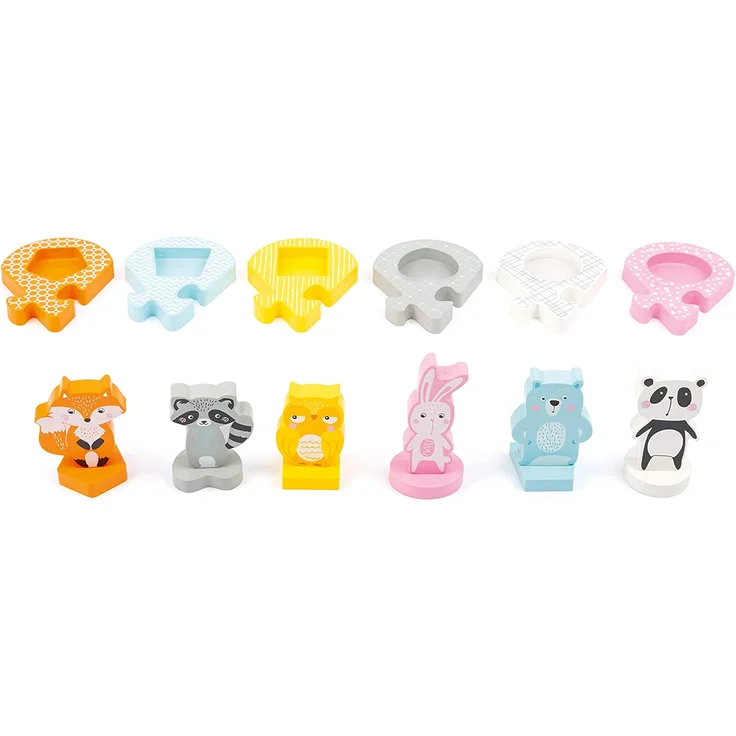 small foot 11472 Steckpuzzle Pastell, Motorikspielzeug, mit 6 abnehmbaren Tierfiguren, ab 2 Jahren – Bild 3