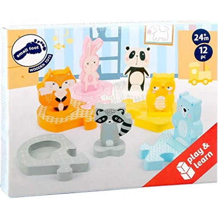 small foot 11472 Steckpuzzle Pastell, Motorikspielzeug, mit 6 abnehmbaren Tierfiguren, ab 2 Jahren – Bild 5