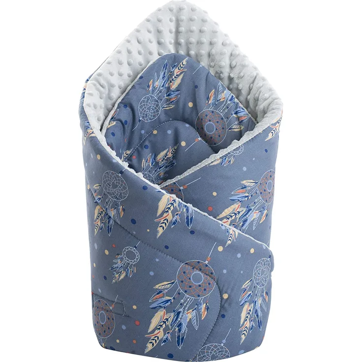Medi Partners Einschlagdecke Steckkissen Minky 100% Baumwolle 75x75 cm Schlafsack doppelseitiges weich ganzjährig multifunktional antiallergisch Babys (Traumfänger mit grauen Minky)