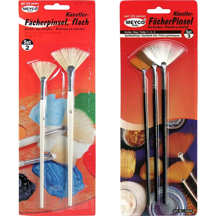 Künstler-Fächerpinsel, flach, 2er-Set
