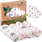 Tabalino Kuschelweiche Bambus Mullwindeln Spucktücher | 80x80cm | 4er-Pack + gratis Schmusetuch |doppelt dicht gewebt| Stoffwindeln Baby Junge & Mädchen Mulltücher Moltontuch 30% Baumwolle