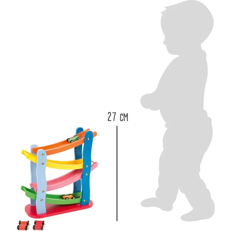 small foot 7558 Rennbahn im Kaskadenstil aus Holz, vier Etagen, mit vier Holzautos, ab 3 Jahren – Bild 3