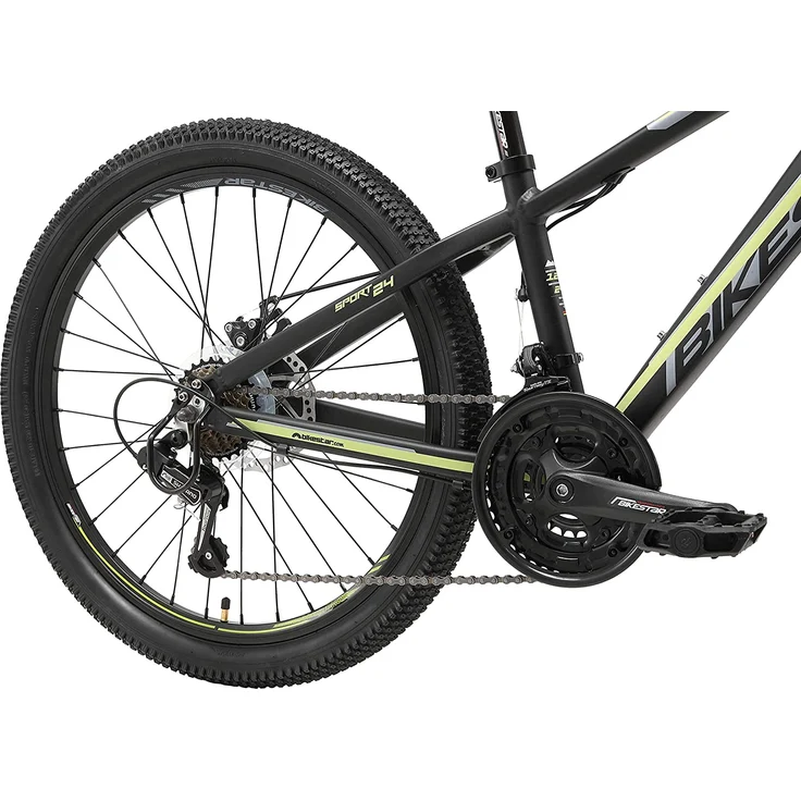 BIKESTAR Kinder Jugend Mountainbike 24 Zoll ab 9 Jahre | 21 Gang Hardtail MTB Sport Scheibenbremse Federgabel | Schwarz Grün – Bild 4