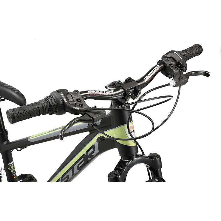 BIKESTAR Kinder Jugend Mountainbike 24 Zoll ab 9 Jahre | 21 Gang Hardtail MTB Sport Scheibenbremse Federgabel | Schwarz Grün – Bild 6