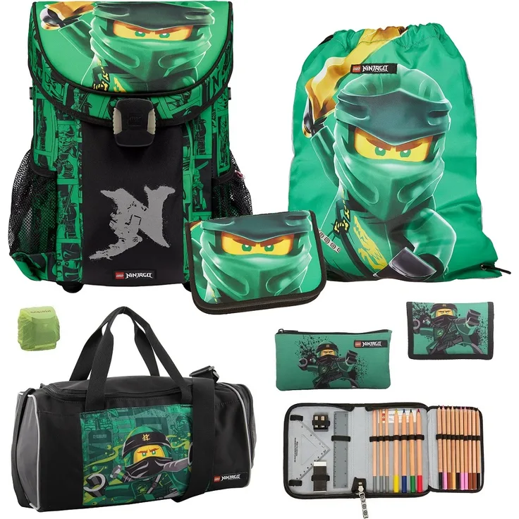 Lego Ninjago Schulranzen Set 7tlg. EASY GOLDEN POWER Ranzen 1. Klasse mit Federmappe und Sporttasche