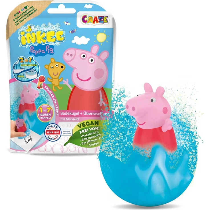 Craze INKEE SURPRISE - Peppa Pig Badekugeln Kinder mit Überraschung Peppa Wutz Spielzeug für die Badewanne - Badezusatz 43127 – Bild 1