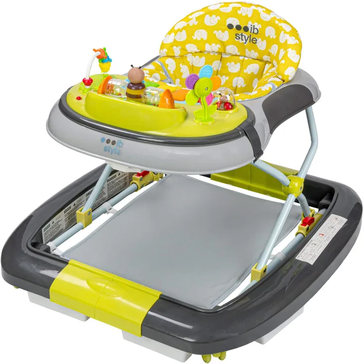 ib style® LITTLE WORLD 3 in 1 Babywalker | Gehfrei | Lauflernhilfe | mit Schaukelfunktion | Licht & Melodie | EN1273:2020 | Lemon-Grey