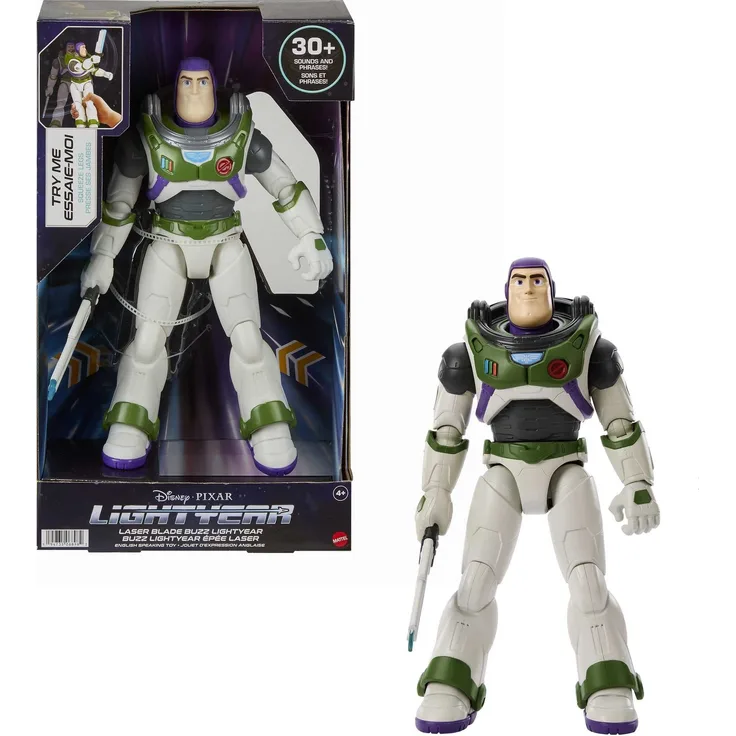 Buzz Lightyear Disney and Pixar Lightyear Toys, Talking 12 Inch Action Figure with Motion, Light and Sound, Laser Blade Action, HHJ76