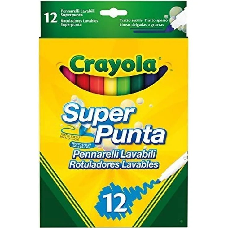 Crayola - 12 Supertips, einfach auswaschbare Filzstifte