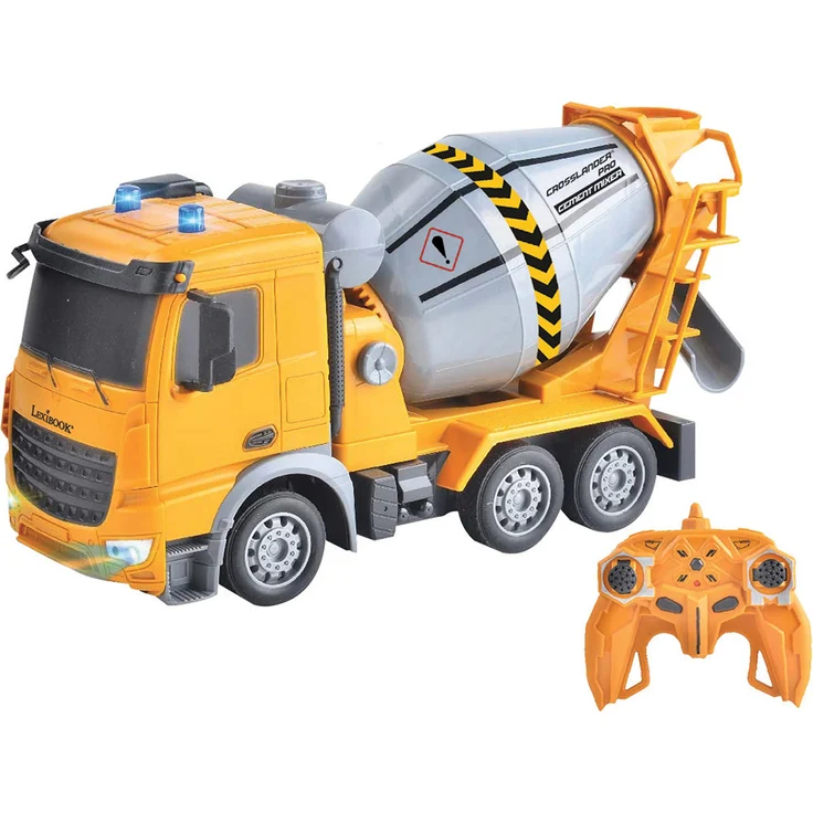 Lexibook, Crosslander® pro RC Betonmischer, Ferngesteuerter LKW-Kreisel, Lichteffekte, 360° drehbarer Tank, wiederaufladbar, RCP15