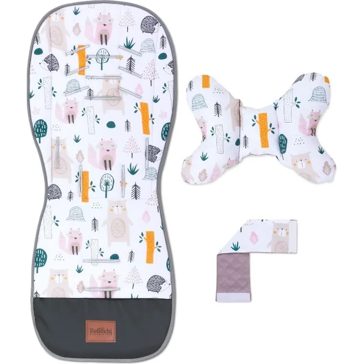 Bellochi Sitzauflage Kinderwagen Sitzauflage Buggy Sommer - Universal und Luftig Kinderwagen Einlage mit Anti-Schock-Kissen - Öko-Tex-Zertifikat - Baumwolle und Velours (4rest)