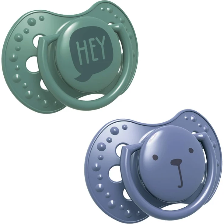 LOVI Schnuller 6-18 Monate, Silikon, BPA-frei, Hygieneschutzhülle, Hey Kollektion, 2 Stück, Blau – Bild 1