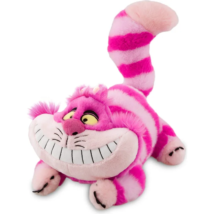 Disney Store Offizielles mittelgroßes Kuscheltier Grinsekatze, Alice im Wunderland, 18 cm, kuschelige Kultfigur Strickereien und dem typischen Grinsen, Filzkrallen, ab 12 Monaten