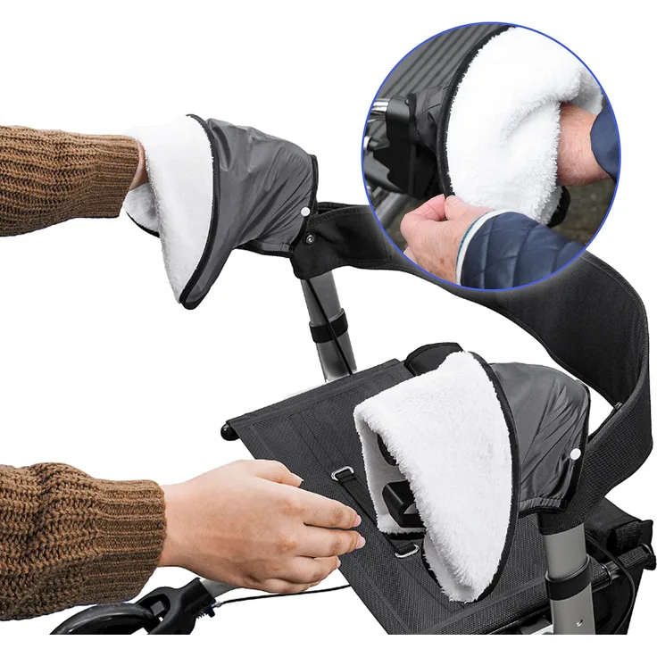 Handwärmer für Einzellenkwagen, Rollator, Wasserabweisend mit wärmenden Teddyfell Buggy Handmuff (2 Stück) - Preisvergleich