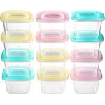 PandaEar Babybrei Aufbewahrungsbehälter aus Kunststoff mit Deckel luftdicht, 12 Stück, Babynahrung Einfrieren Behälter Aufbewahrung für Babybrei, Beikost, Mikrowelle und Gefrierschrank