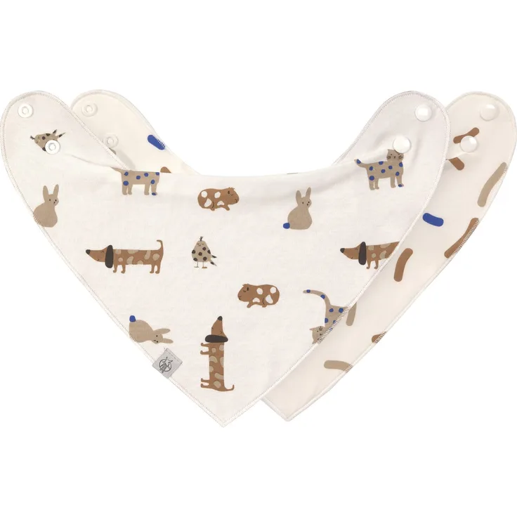 LÄSSIG Baby Lätzchen Halstuch Dreieckstücher Set 2 Stk. Bio-Baumwolle Druckknopf wendbar/Baby Bandana Little Mateys royal blue
