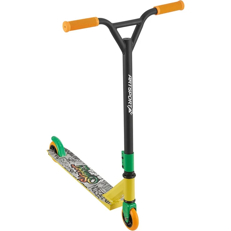 ArtSport 24635 'Stunt Scooter Street Life', ab 6 Jahren, 360° Lenker, 100 mm Alu Räder, max. belastbar bis 100 kg, schwarz/gelb – Bild 1