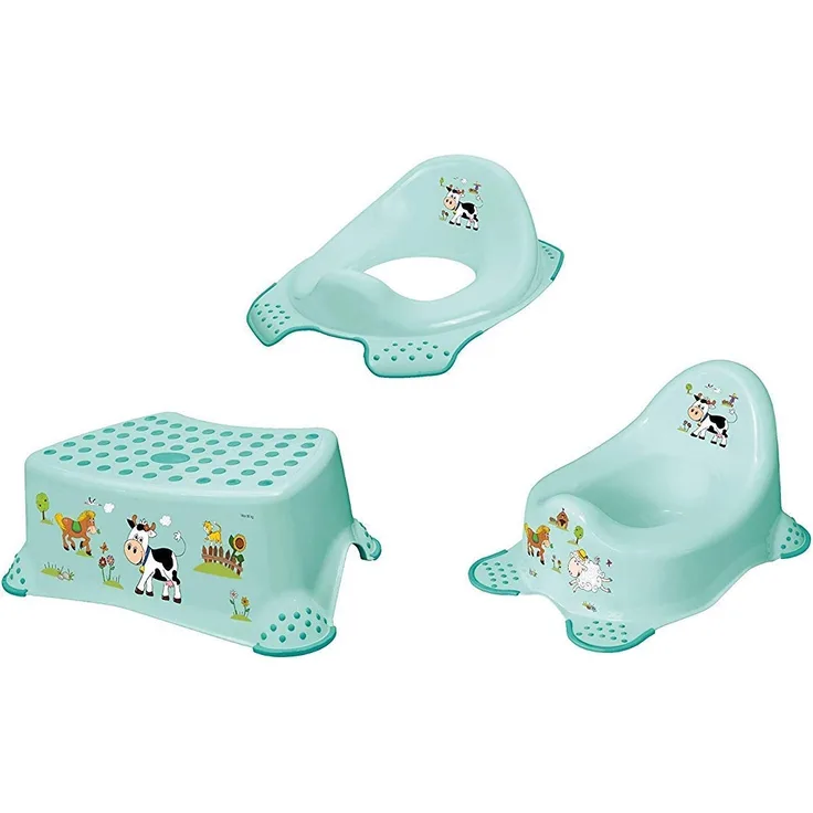 3er Set : Funny Farm aquamarin Kinder-Toilettensitz + Tritthocker + Töpfchen Toilettentrainer - Preisvergleich