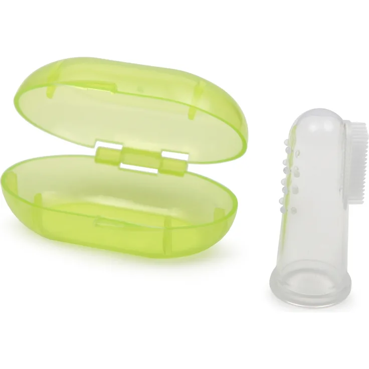 Silikon Zahnbürste mit einer Aufbewahrungsbox für Babys, eine Fingerzahnbürste