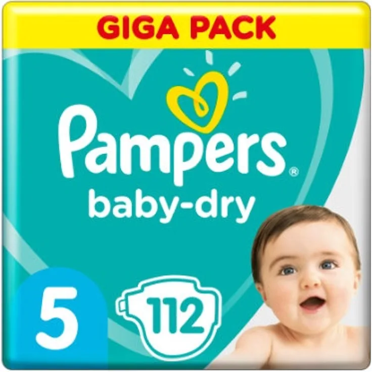 Pampers Baby-Dry Größe 5, 112 Windeln, bis zu 12 Stunden Rundumschutz, 11-16kg