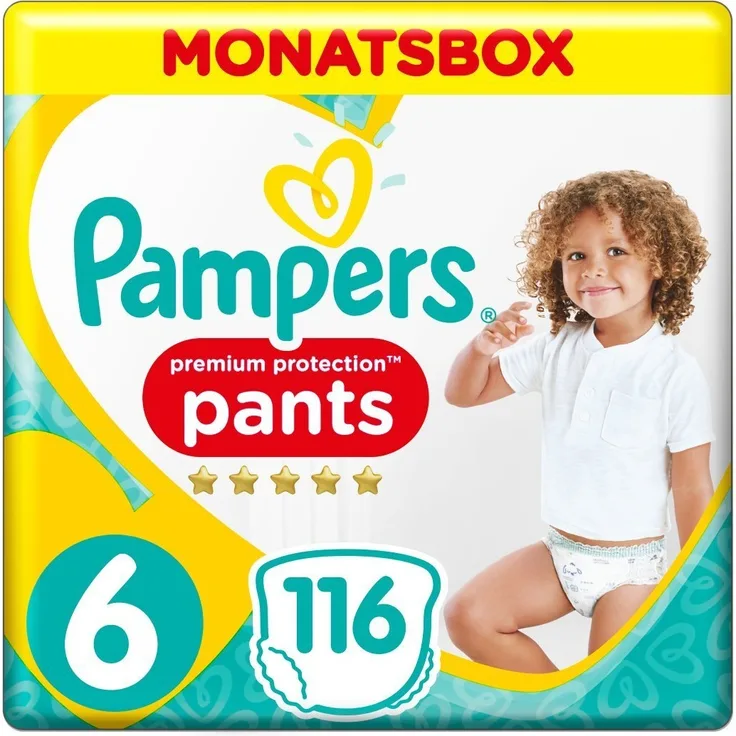 Pampers - Premium Protection Pants, Größe 6 Extra Large Monatsbox (1 x 116 Stück)