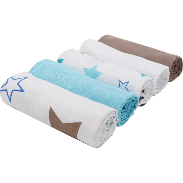 ZOLLNER 5er Set Spucktücher Mullwindeln Baumwolle, 70x70 cm, Ökotex zertifiziert