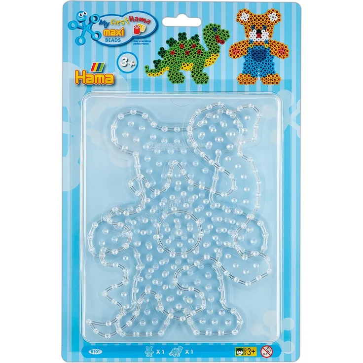 Hama - Stiftplatten - 2er Set Teddybär und Dinosaurier