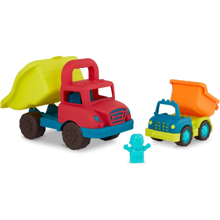 B. Toys 2 Kipplaster LKWs Groß und Klein mit Figur – Kinder Auto Spielzeug Outdoor Sandkasten Sandspielzeug – Fahrzeuge für Mädchen und Jungen ab 1 Jahr