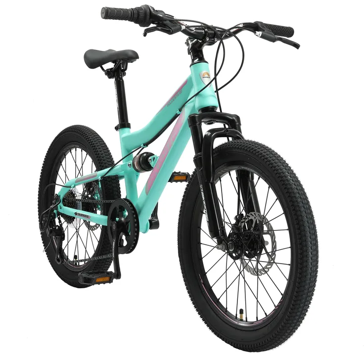 BIKESTAR Kinder Fully Mountainbike 20 Zoll ab 6 Jahre | 7 Gang Shimano, Scheibenbremsen | Mint - Preisvergleich