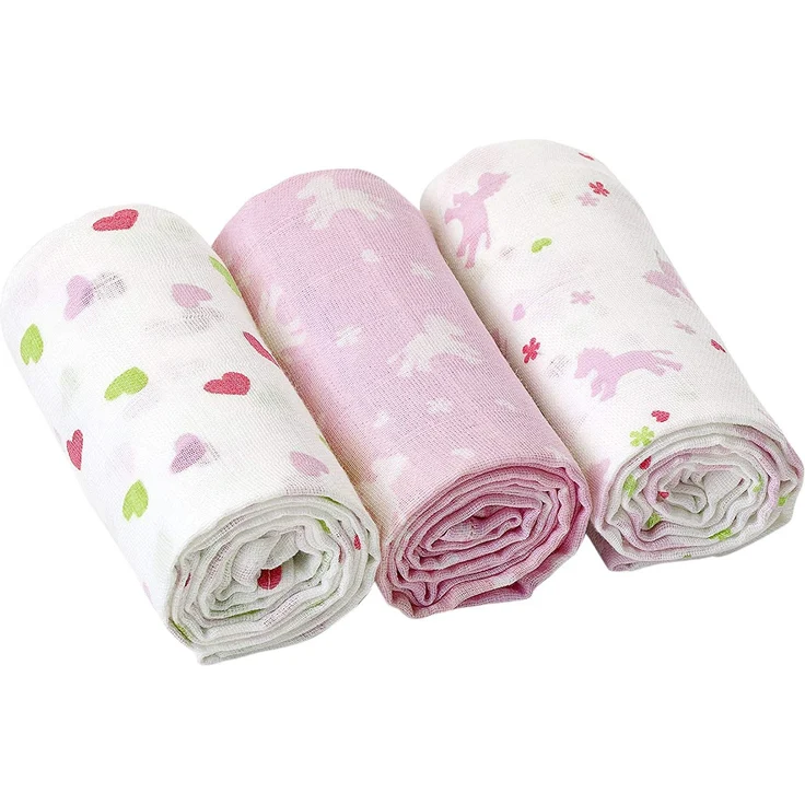 Sterntaler 'Pferde' Mulltuch-Set Weiß/Rosa – Bild 2